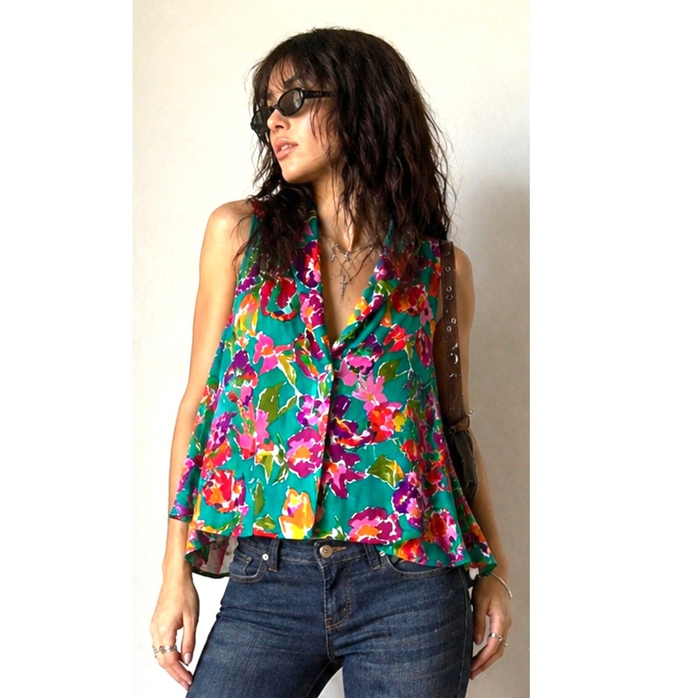 Vintage‎ 90s Victoria's Secret Gold Label Floral Swing Top Size Medium Boho